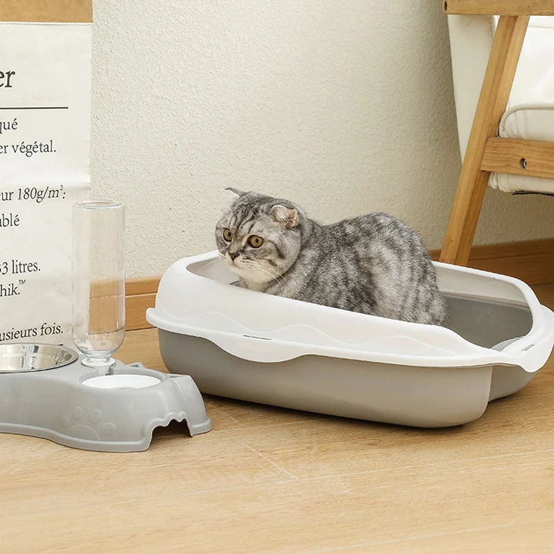 Semi-enclosed Litter Box Spatter-proof Cat Toilet Large Kitten Cleaning Supplies Large Cat Poop 1005007233625703