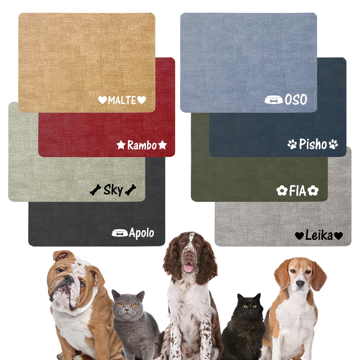 Custom Name Dog Food Mat Personalized Dog Cat Mat for Bowls Dog Bowl Mat Foldable Pet Feeding Mats 1005007233961668
