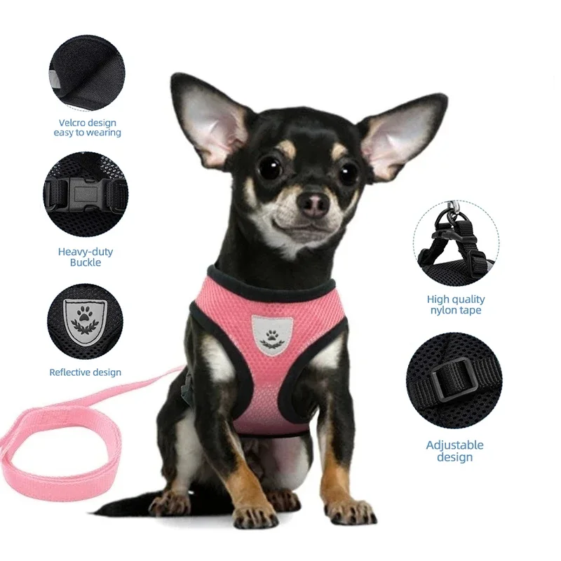 Pet Harness Adjustable Vest Walking Traction Rope Set for Dog Collar Breathable Mesh Harness for 1005007240714452