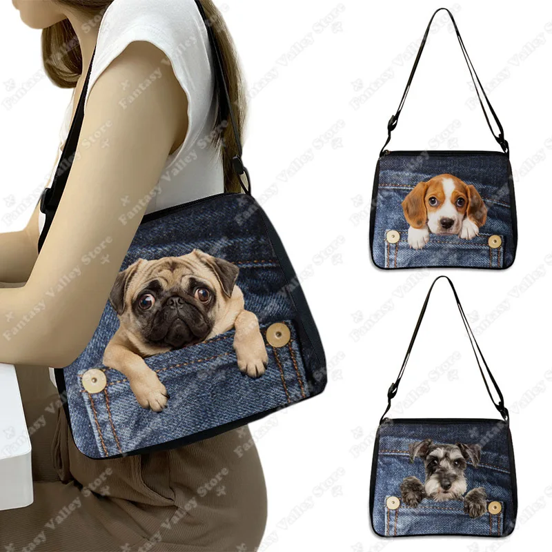 Funny Pocket Dog Shoulder Bags Pet Beagle Bulldog Dachshund Bichon Women Handbag Portable Storage 1005007260663122