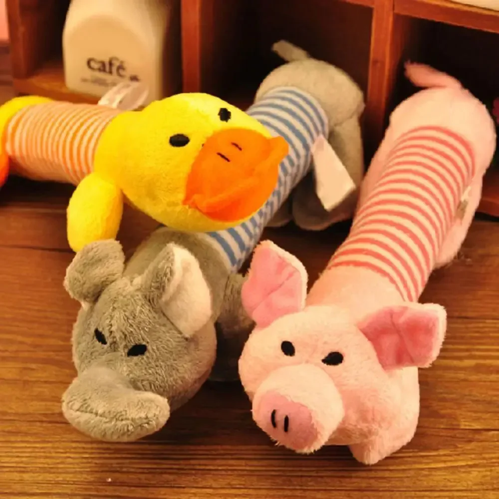 Cute Elephant Pig Duck Shaped Plush Dog Toys Dog Squeaky Chew Toys Grinding Teeth Bite Resistant 1005007262352482