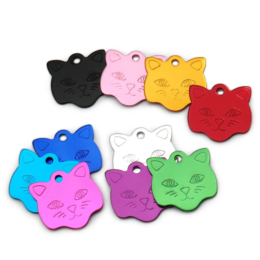 100 Pcs Personalized DIY Cat Face Aluminum Nameplate Laser Pet ID Tag Anti Lost Key Ring Pendant 1005007278219984