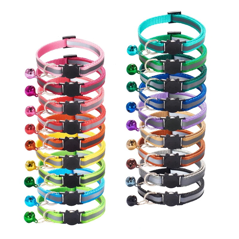 Nylon Reflective Adjustable Dog and Cat Collar with Bell Safety Flashing Collar 1005007282682955