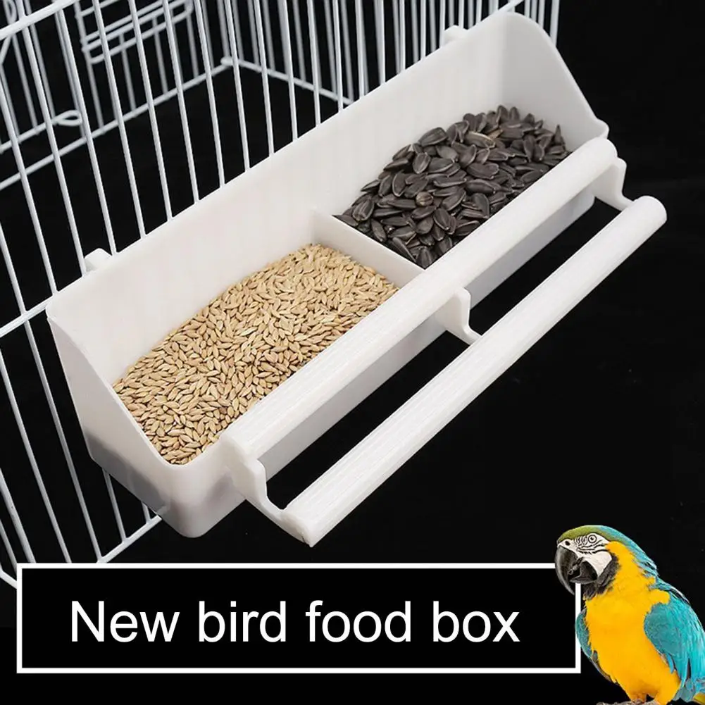 Bird Trough Pet Water Food Dispenser with Perch Stick 2 Compartments Feeding Dish Parrot Feeder Pet 1005007285246512