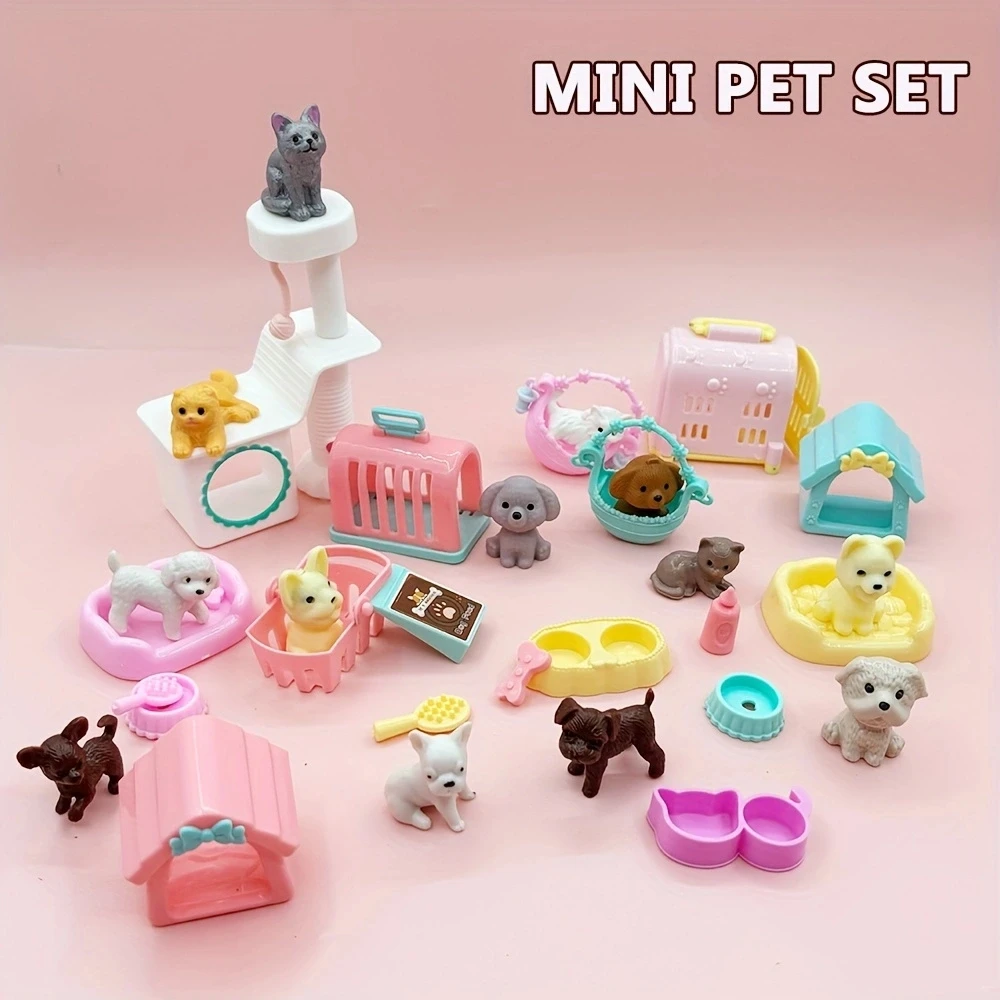 Dollhouse Item Kawaii Mini Dog Doll Accessories Puppy Cat Set Plastic Mini Items for Funny 1005007294220591