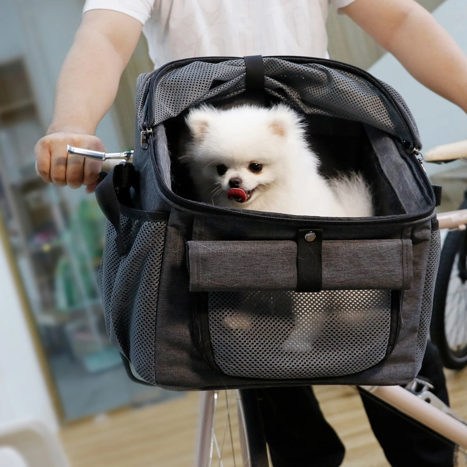 Dog Bike Basket Pet Oxford Cloth Carrier Backpack Expandable Puppy Backpack Pannier for Small 1005007298727093