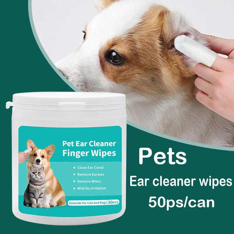 50 PCS Pet Cleaning Products Ear Cleaning Wipes Ear Care Fingertips Ear Mite Removal Cat and Dog 1005007308321351