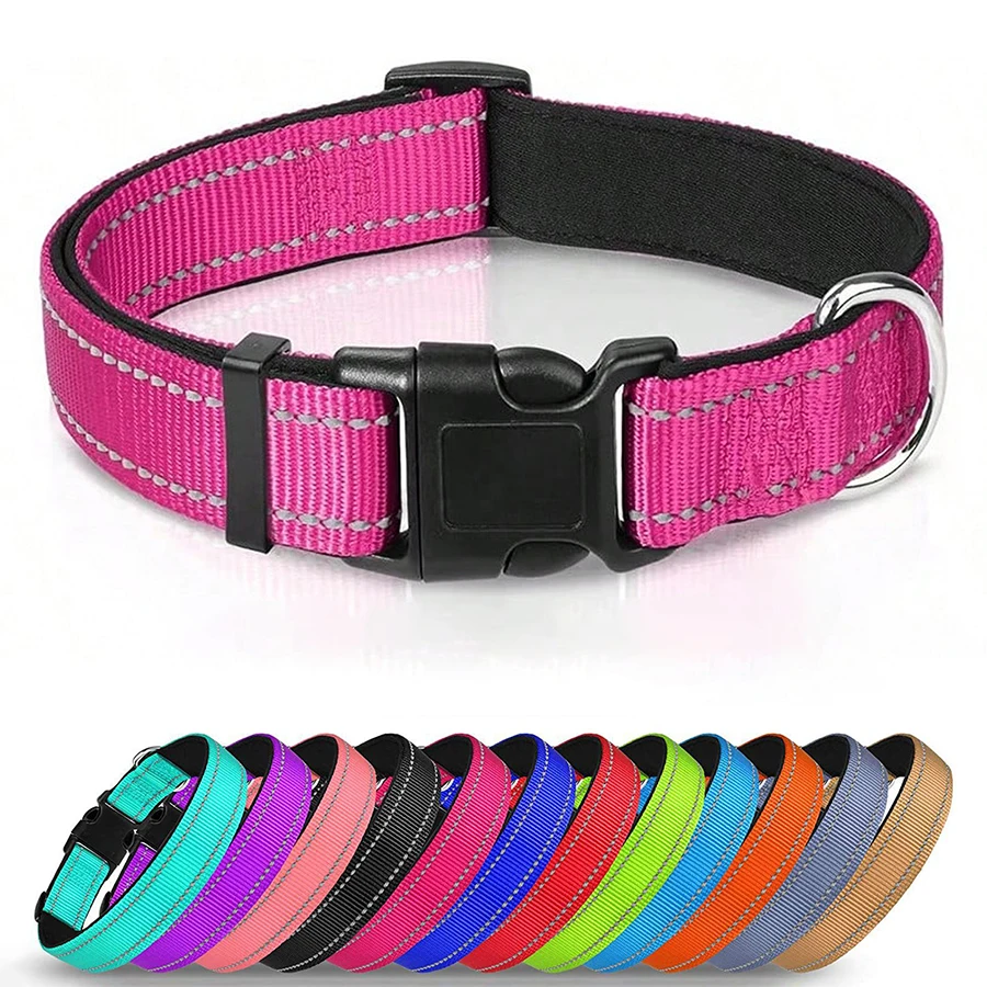 Reflective Dog Collar Soft Padded Breathable Safety Stripes Adjustable Cute Puppy Pet Necklace 1005007310839998