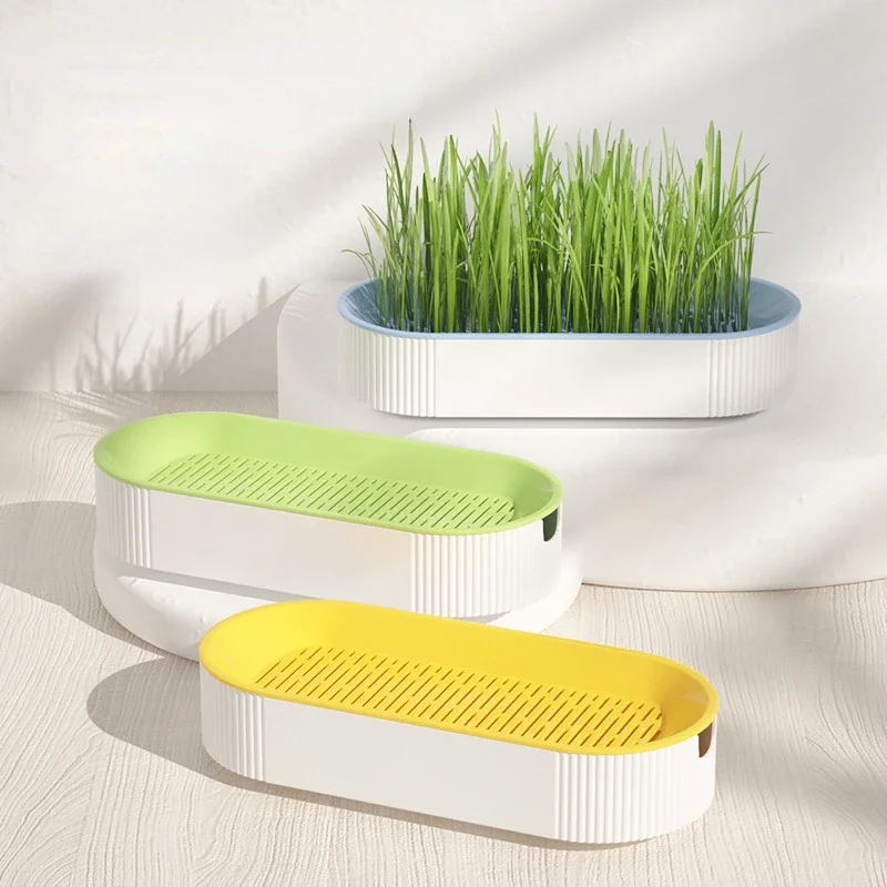 Hydroponic Cat Grass Planter Box Growing Pot Reusable Cat Snack Catnip Planting Container Soil-Free 1005007320009181