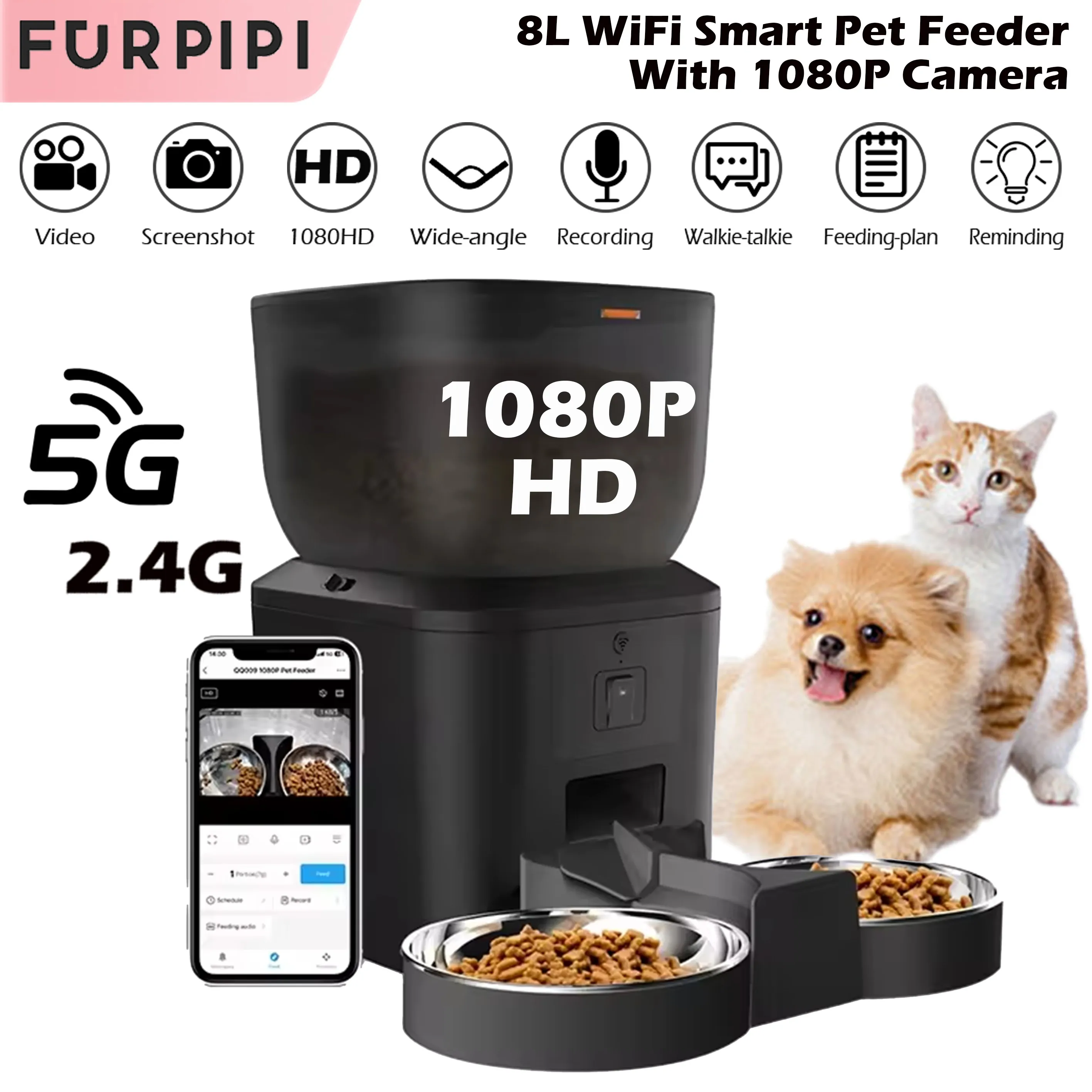 Automatic Cat Feeder With 1080p Camera Video Cat Food Dispenser Pet Smart Voice Recorder Remote 1005007328171756