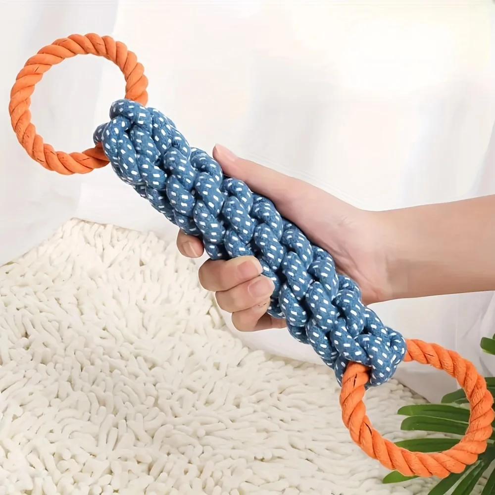 Durable Double-Ring Cotton Blend Dog Rope Toy, Bite-Resistant 1005007328608648