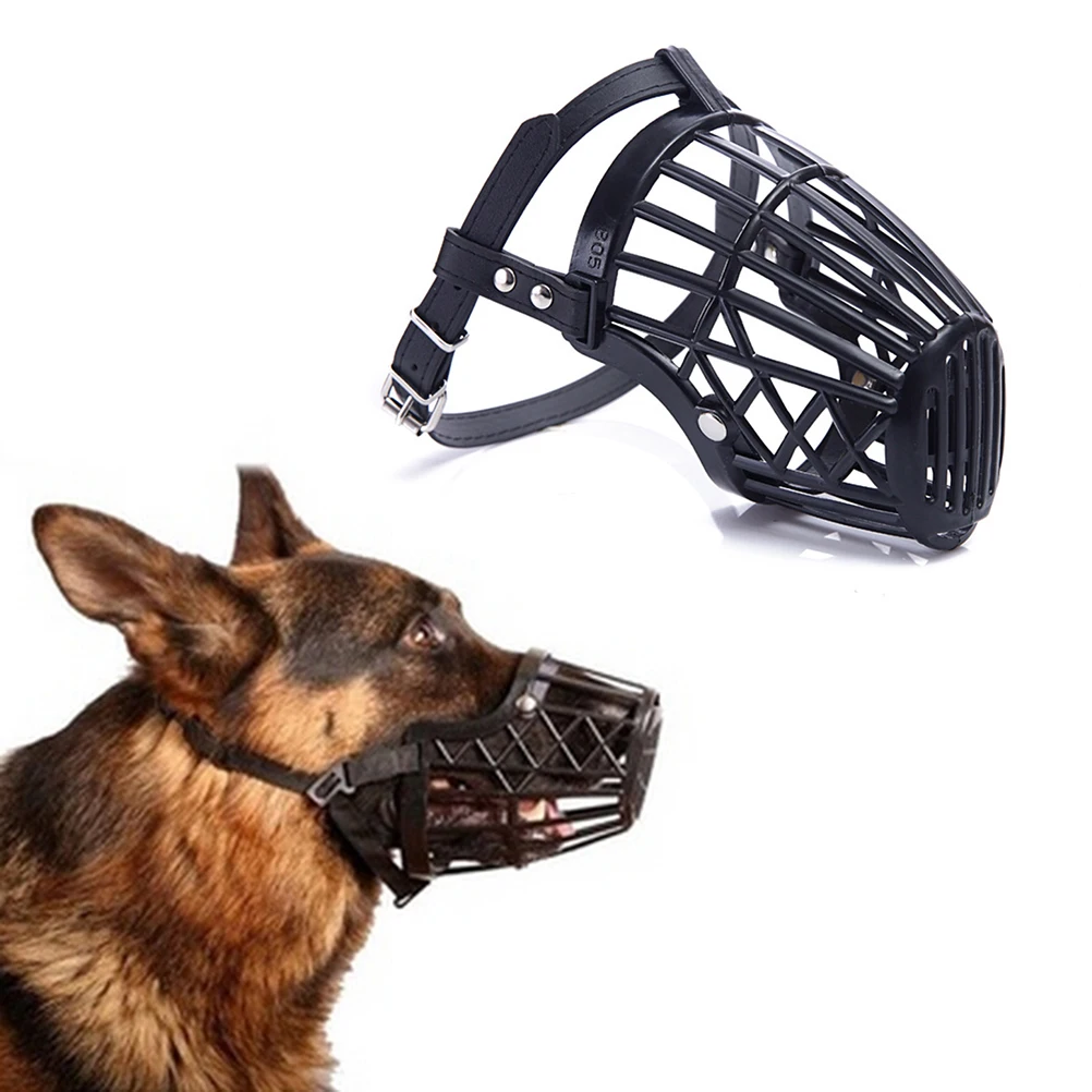 1pcs Black adjustable basket mouth muzzle cover for dog training bark bite chew control 1005007329571167