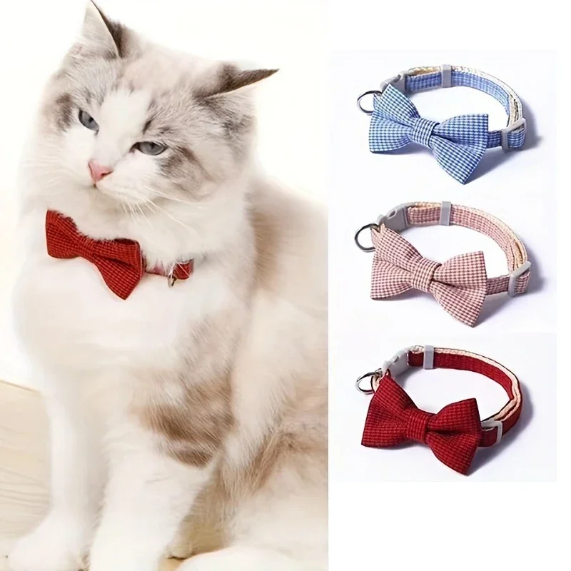 Cute Cat Collar with Bow Tie Adjustable Design Pet Dogs Cats Puppy Necklace Pet Supplies 1005007329603517