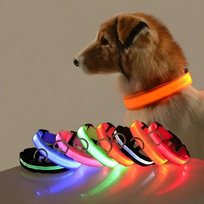 Dog Collar Nylon LED Night Safety Flashing Glow In The Dark Pet Dog Leash pet Dogs Luminous 1005007346077984