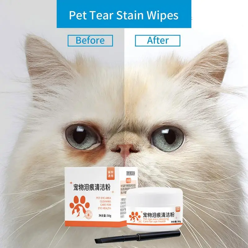 Dog Eye Tear Stain Powder 50g Mild Tear Stain Remover With Brush Pet Eye Cleaning Dogs Cats Health 1005007349236320
