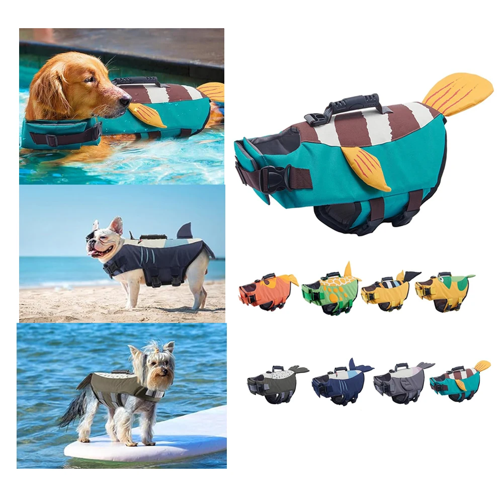 Dog Life Jacket for Swimming Boating Flotation Vests High Buoyancy Shark Pet Swim Safety Vest for 1005007365902381