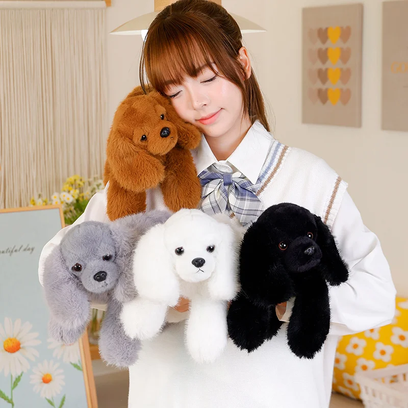 1Pc 30CM Cute Lying Dog Plush Toys Kawaii Pillow Stuffed Soft Black Puppy Dolls Lovely Dolls 1005007371542651