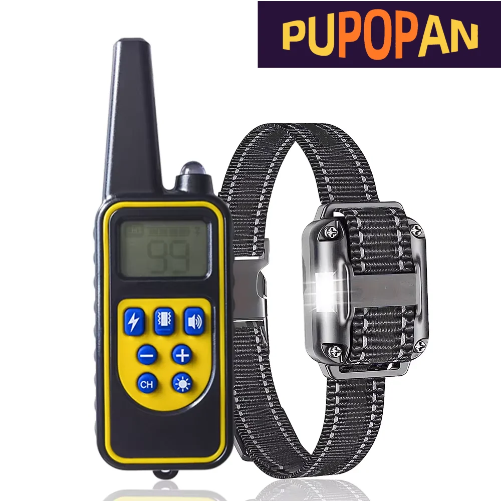 Pupopan Dog Training Collar with Remote IP67 Waterproof E Collar for Dogs Training with Shock 1005007377361505