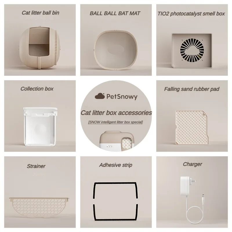 Petsnowy Cat Toilet Complete Set of Accessories Box/Mat/Filter Mesh/Rubber Strip/Charger/Cat Litter 1005007383862624