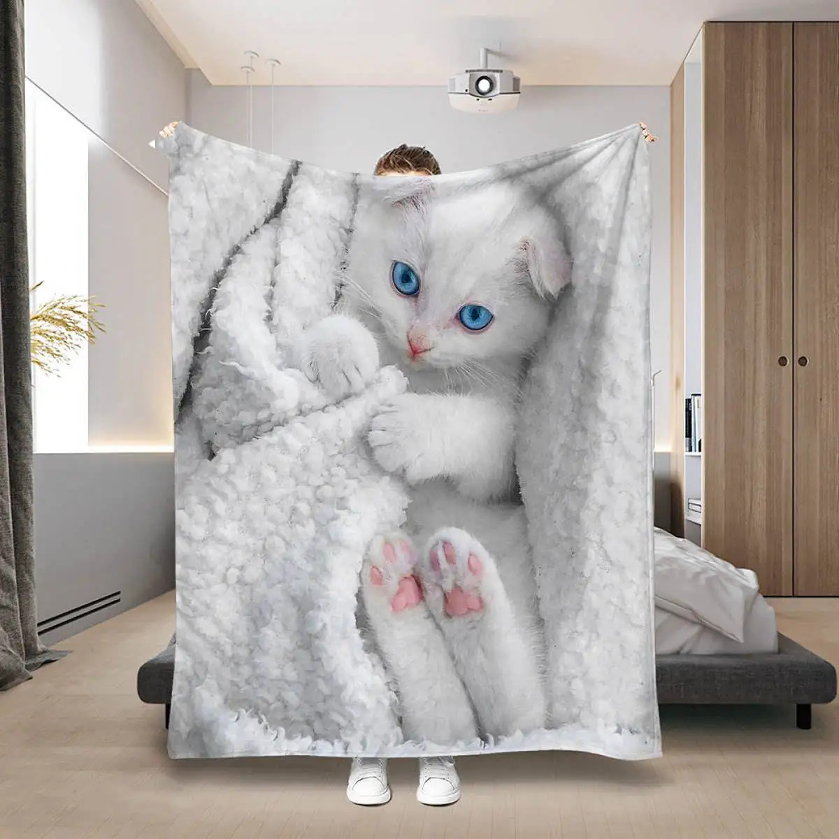 Cute Cat Print Flannel Blanket Love cat Family Blanket Throw Home Sofa Lunch Break Blankets 1005007390130803
