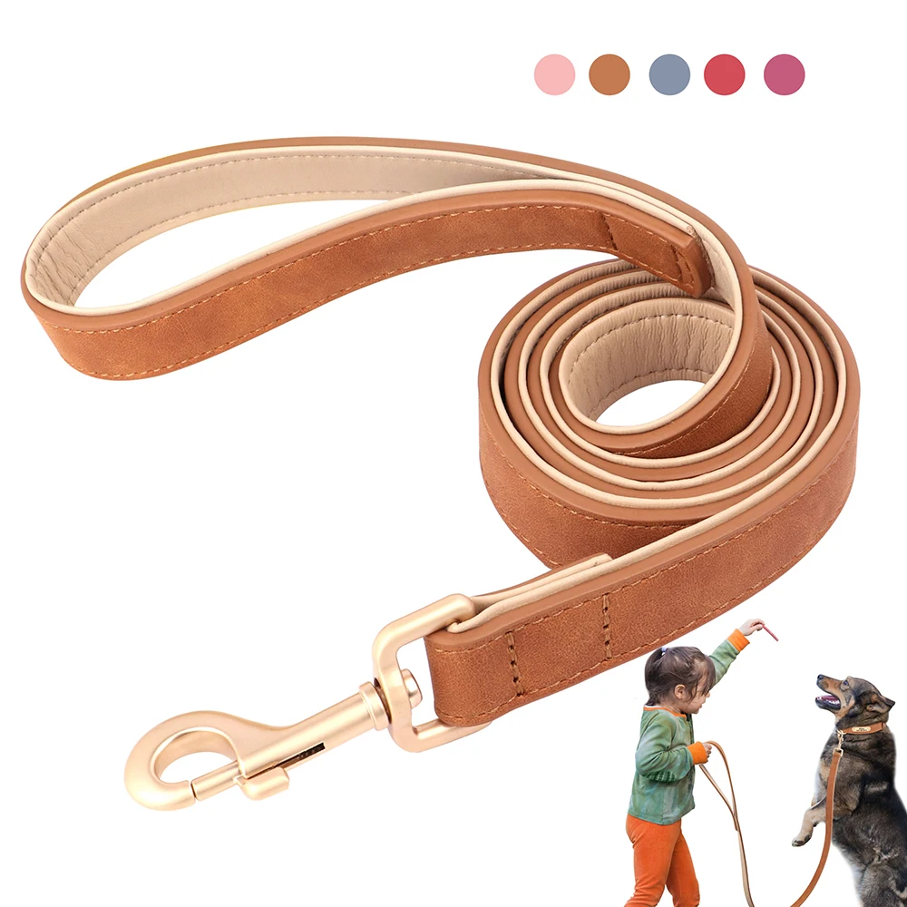 120cm Pet Dog Leash Soft PU Leather Padded Handle Dogs Lead Leash for Dog Walking Training German 1005007391388473