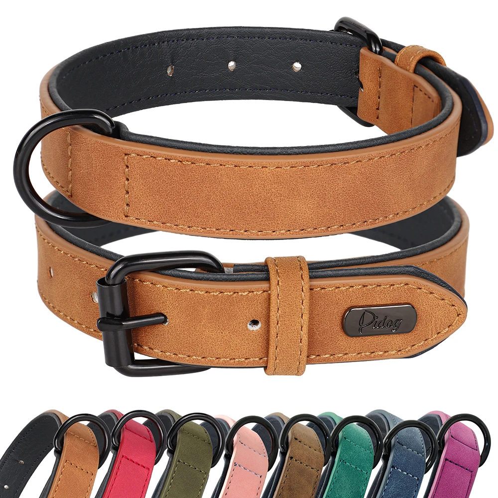 Large Dog Collar Soft Padded Dog Collars Durable Real Leather Pet Necklace Collar for Big Dogs 1005007391676738