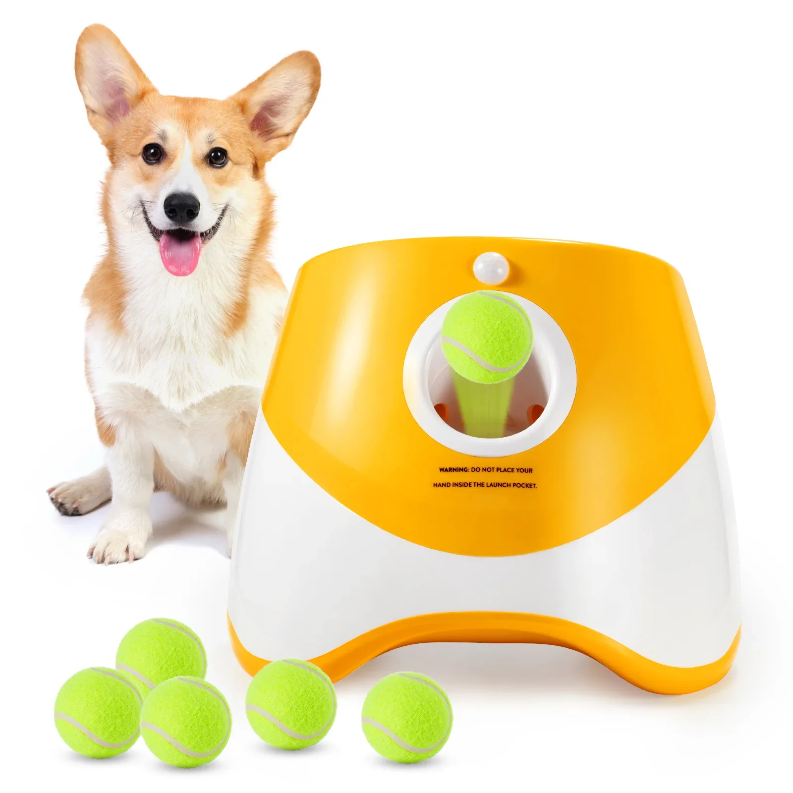 Dog Tennis Launcher Automatic Pet Dogs Chase Toy Mini Tennis Throwing Pinball Machine Fun 1005007401681926