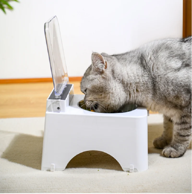 Smart Cat Bowl, Neck Protection, Ceramic Stainless Steel with Lid Cat Food Bowl 1005007408138159