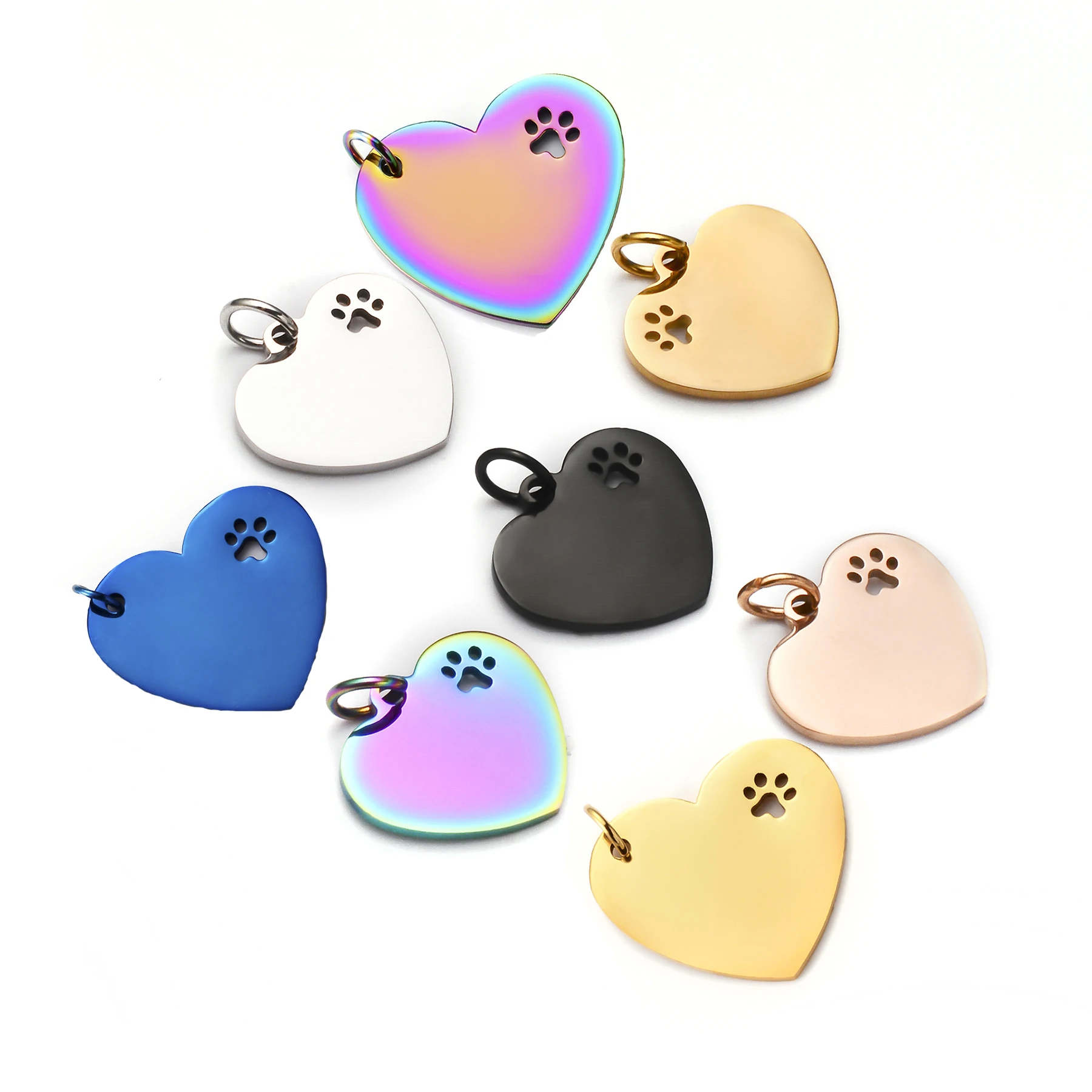 10pcs Wholesale Heart Stainless Steel Dog ID Tag for Cat Pet Tag Name Tags Pendant DIY Collar 1005007412741640