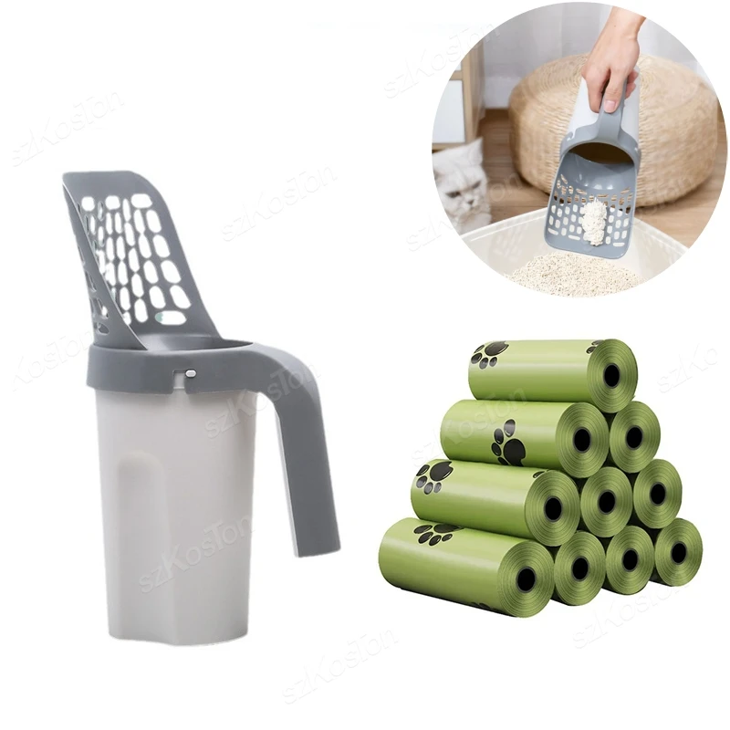 Cat Litter Shovel with Refill Bag For Pet Filter Clean Toilet Garbage Picker Cat Supply Cat Litter 1005007417825266