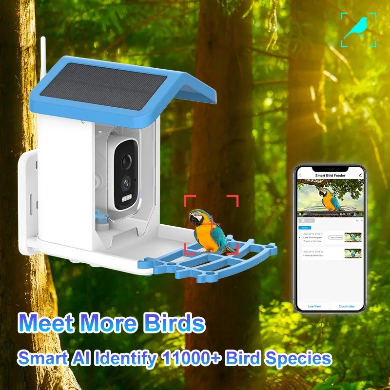 1.5L Outdoor Smart Bird Feeder 4MP HD AI Recognition Solar Low Power Extra Long Standby Full Color 1005007418596960