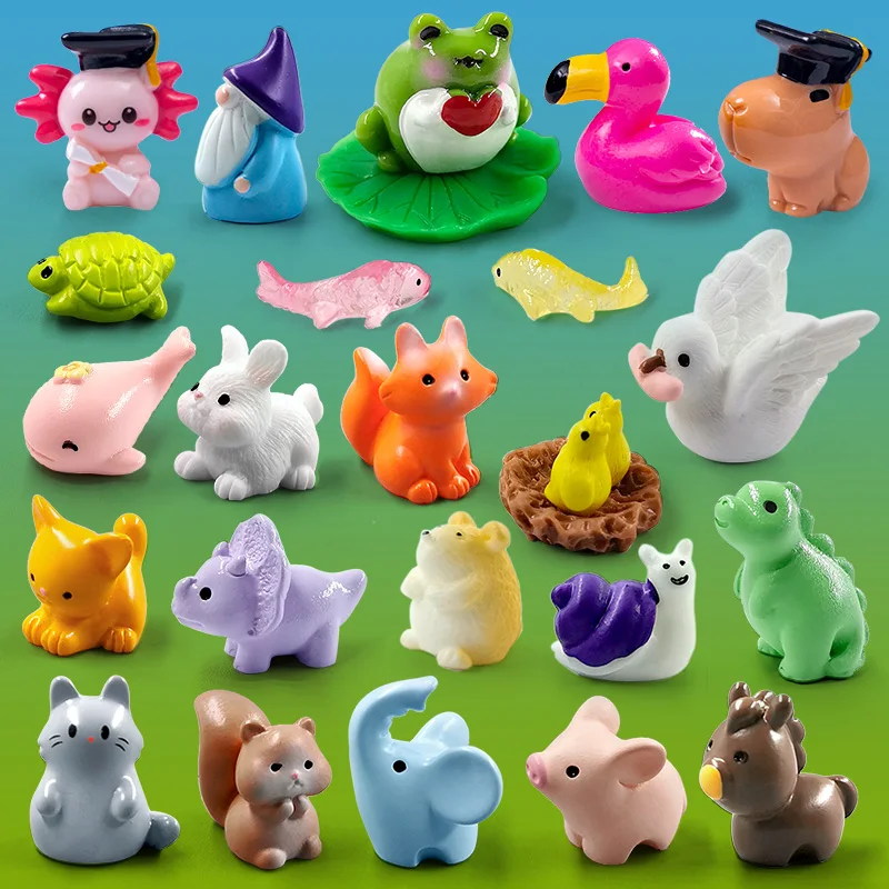 20Pcs Christmas Capybara Flamingo Toucan Pelican Fox Rabbit Pig Cat Frog Figurine Miniature Fairy 1005007420809369