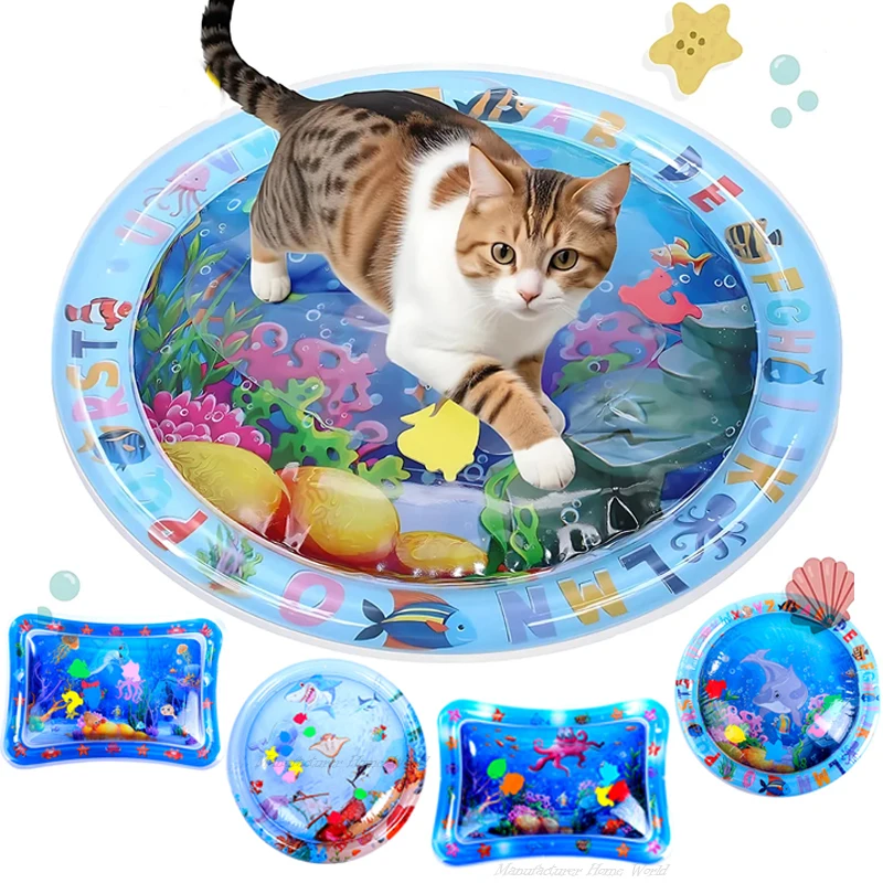Cat Playing Water Mat Sensory Water Play Mat For Cat Pvc Ocean Fish Crawling Induction Cat Playing 1005007425465874