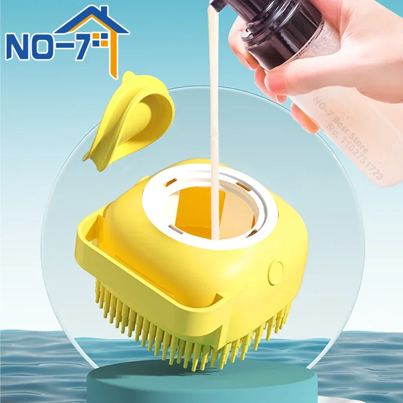 Dog Bath Brush Silicone Pet Shampoo Brush Soap Dog Scrubber Cat Massage Grooming Wash Comb Soft 1005007427476902