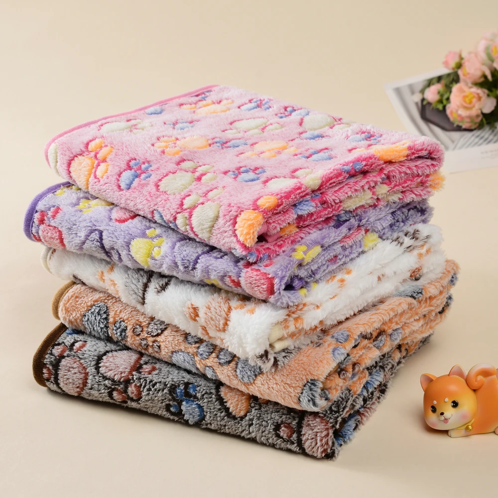 Warm Dog Blanket for Small Large Dogs Cats Paw Print Puppy Sofa Bed Mat Yorkshire Golden Retriever 1005007445209628