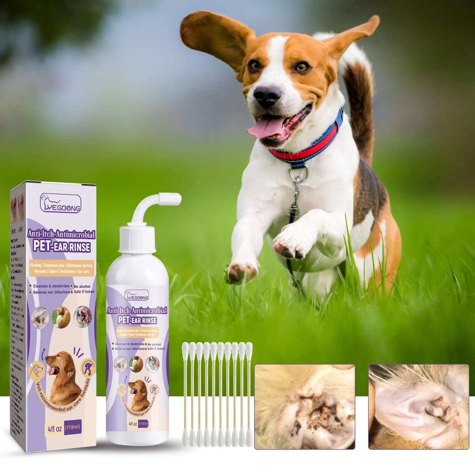 Cat Dog Ear Cleaner Pet Ear Wash Ear Drops Cleaning Control Yeast Mites Removes Ear Mites 1005007445801764