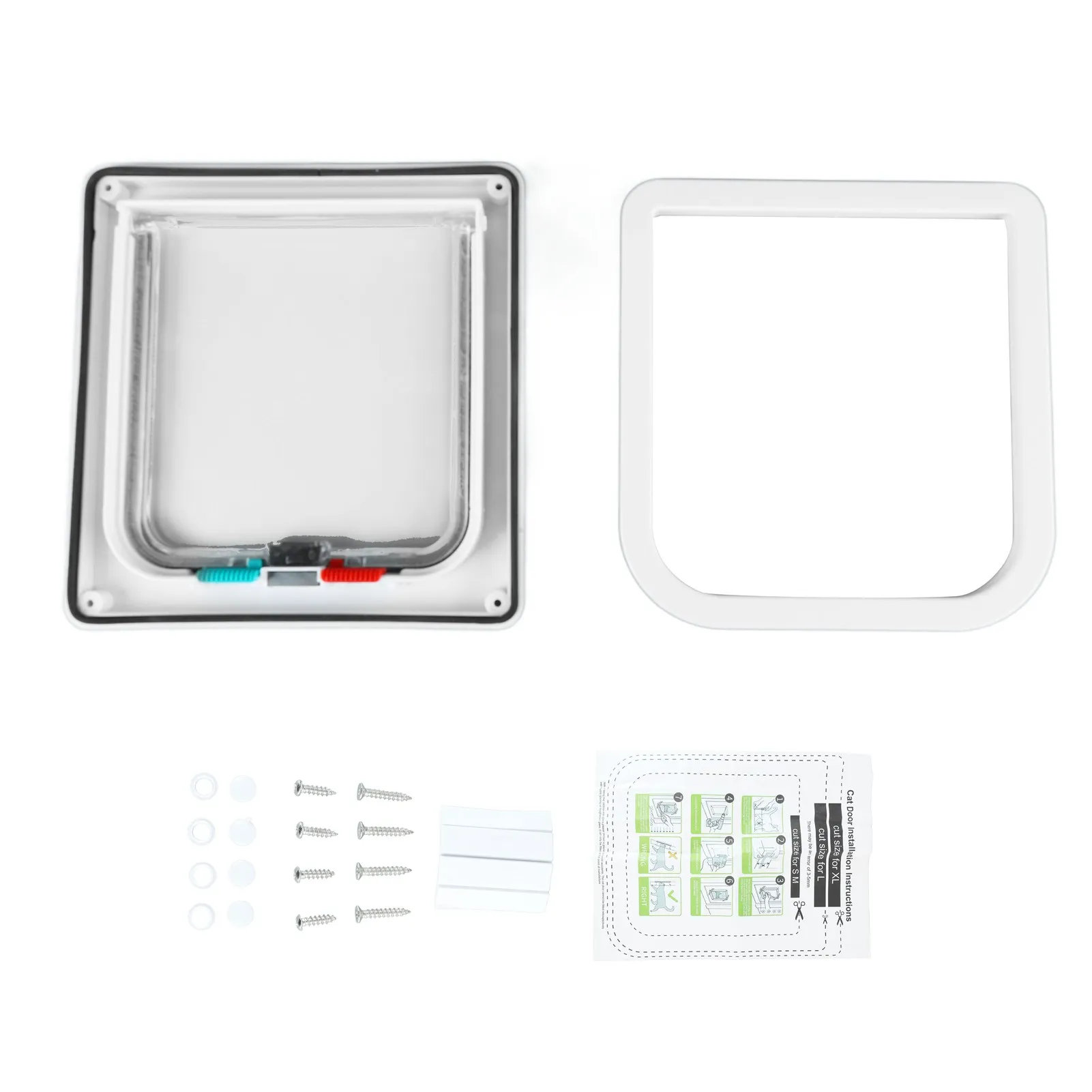 Cat Flap Door Lockable Low Noise Interior Exterior Kitten Door for Window Wall White Kitten Flap 1005007446011235
