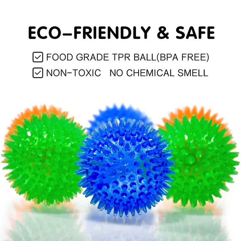 Pet Squeaky Ball Toys for Small Large Dogs Tooth Cleaning TPR Training Toy Cat Puppy Sounding Thorn 1005007449406764