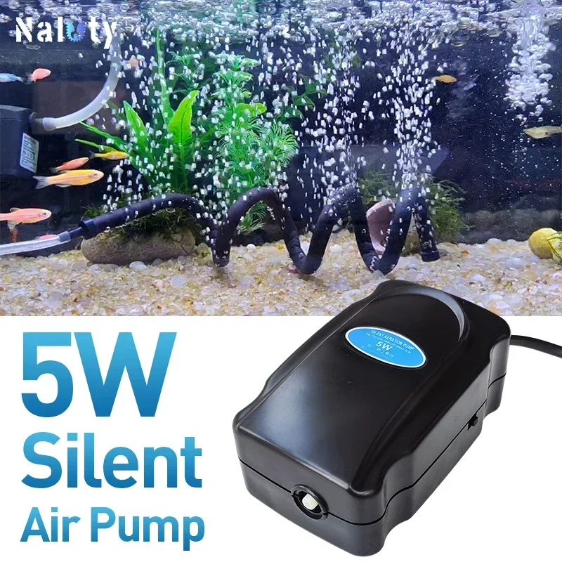 Aquarium 5W Silent Air Pump 220V-240V 110V Fish Tank Quiet Bubble Pump Oxygenation Air Stone 1005007453374474