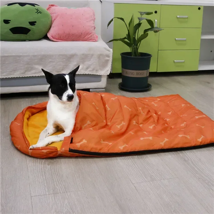 Dog Sleeping Bag Bone Pet Sleep Mat Outdoor Camping Warm Kennel Pad Dog Bed Blanket dog beds for 1005007455196553