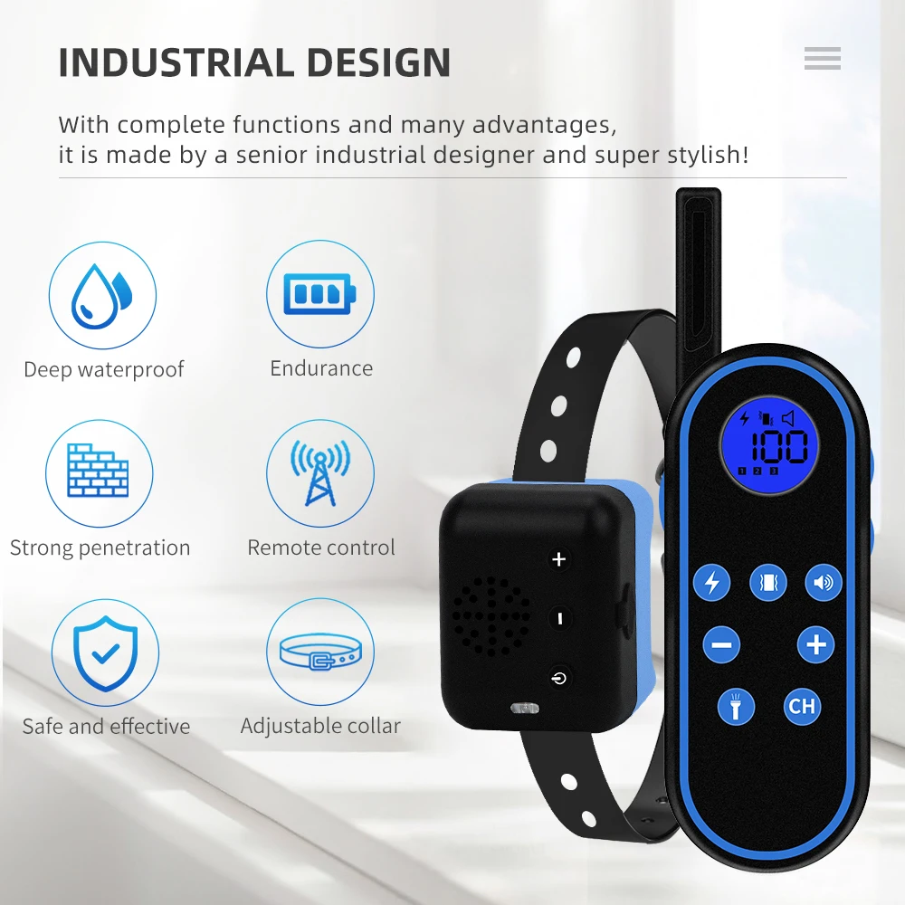 1000m Electric Dog Training Collar Waterproof Anti Barking Dog Collar Rechargeable Bark Stopper 1005007456720653