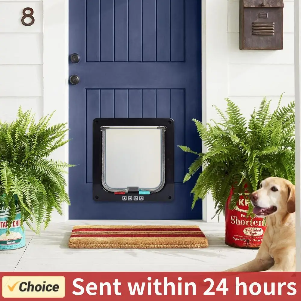 Cat Flap Door with 4 Way Security Lock Puppy Kitten Safety In&out Pet Door ABS Plastic Small Pet 1005007457776468