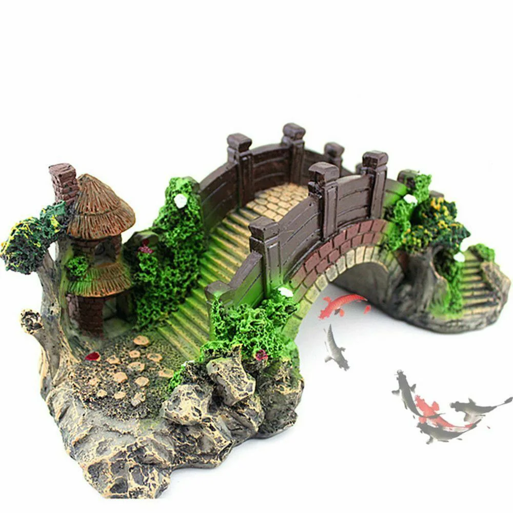 Aquarium Accessories Arbor Tree Plant Fake Landscaping Fish Tank Ornament Artificial Bridge Rockery 1005007464082826
