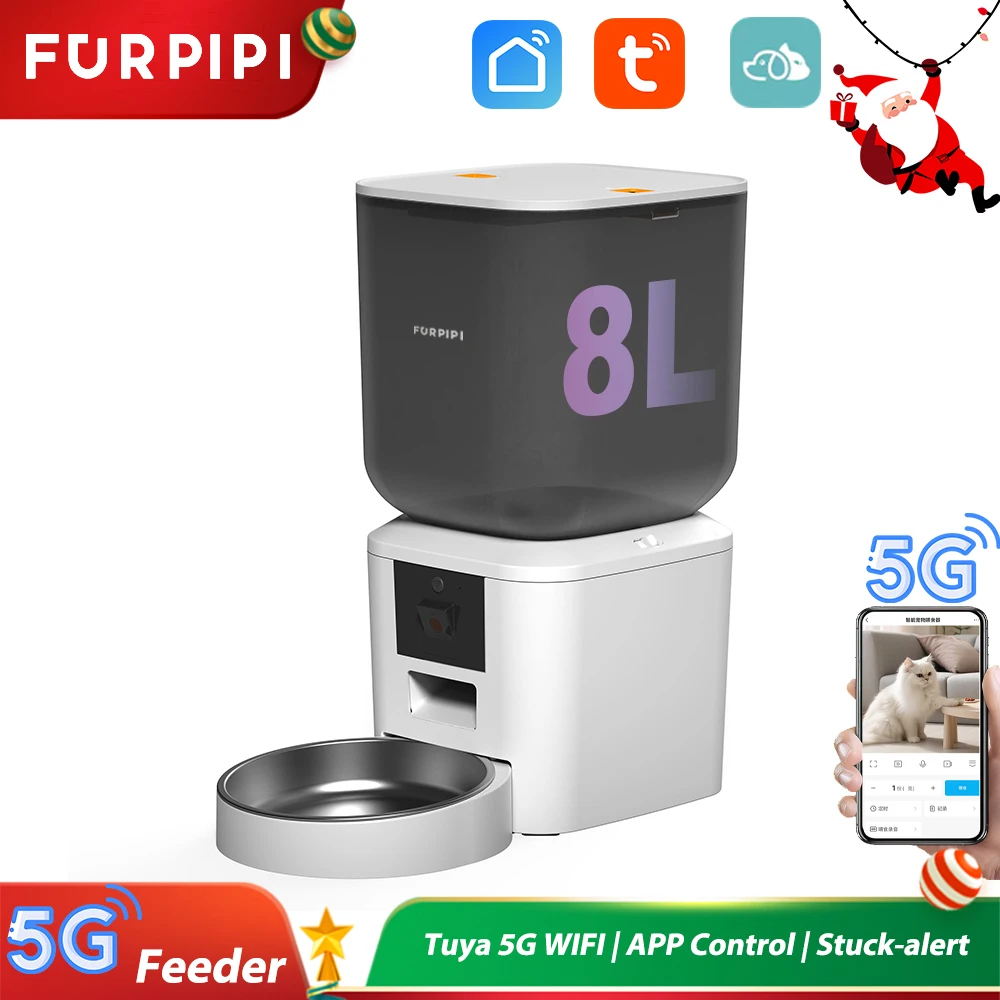 Automatic Feeder for Cats Dogs with Camera HD 4L/8L Furpipi HD 1080P 2.4G/5GWiFi Time Setting 1005007468186712