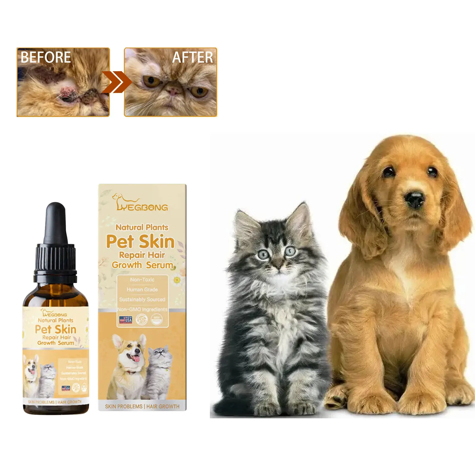 Pet Skin Disease Liquid Fur Repair Cat Hair Loss Wound Recover Anti Mite Dog Itch Relieve Non Toxic 1005007472807757