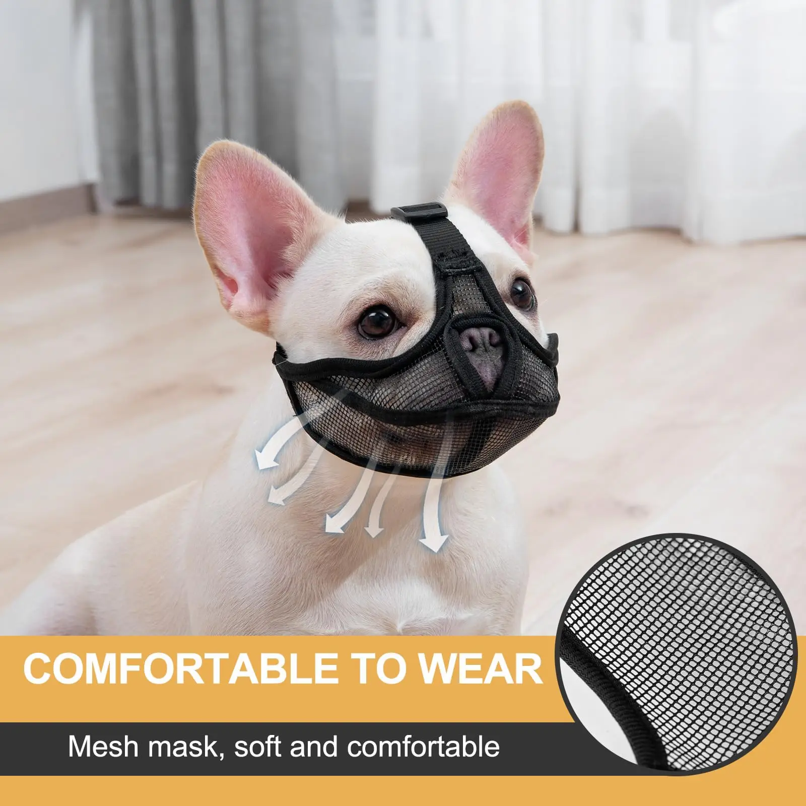 Short Snout Dog Muzzle Mesh Adjustable Breathable Anti Biting Bulldog Short Snout Muzzle for Dogs 1005007474709992