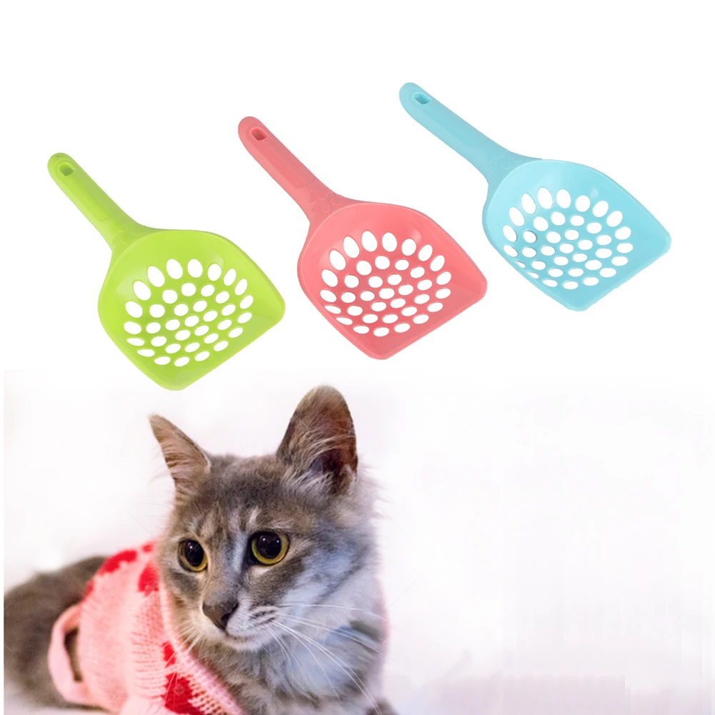 Pet cat litter scoop durable thickened poop cleaning tool plastic mesh round hole colander cat 1005007475326402