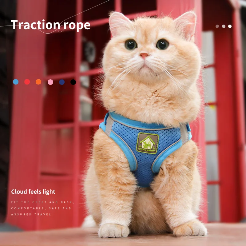 Cat Chest Harness with Leash Reflective Puppy Chest Strap Pet Mesh Breathable Chest Back Walking 1005007476142230