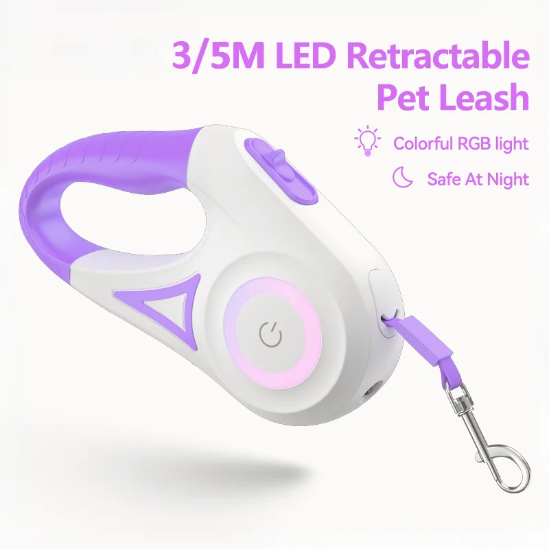 3/5M Automatic Dog Leash Retractable LED Luminous Leading Fashion Light Straps for Dog Puppy Pet 1005007476272323