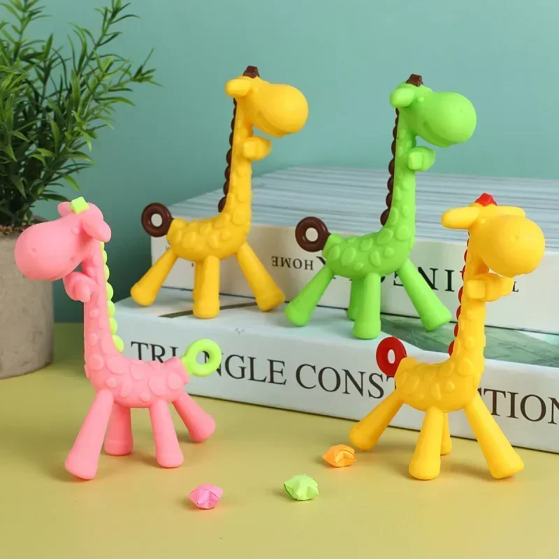 Cute Baby Molar Teethers Toy Soft Silicone Giraffe Rabbit Cartoon Teething for Babies Relief Gums 1005007476490733